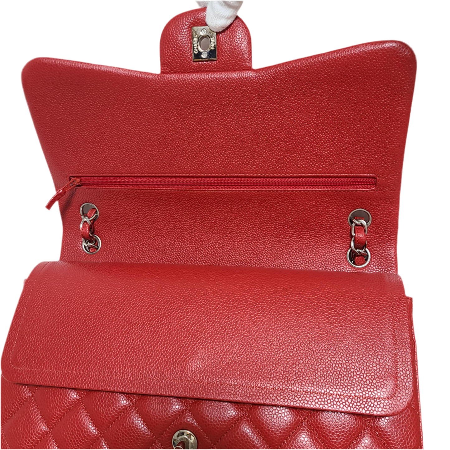 Chanel Classic Double Flap Bag Size (L) Red Caviar