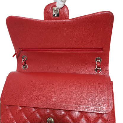 Chanel Classic Double Flap Bag Size (L) Red Caviar