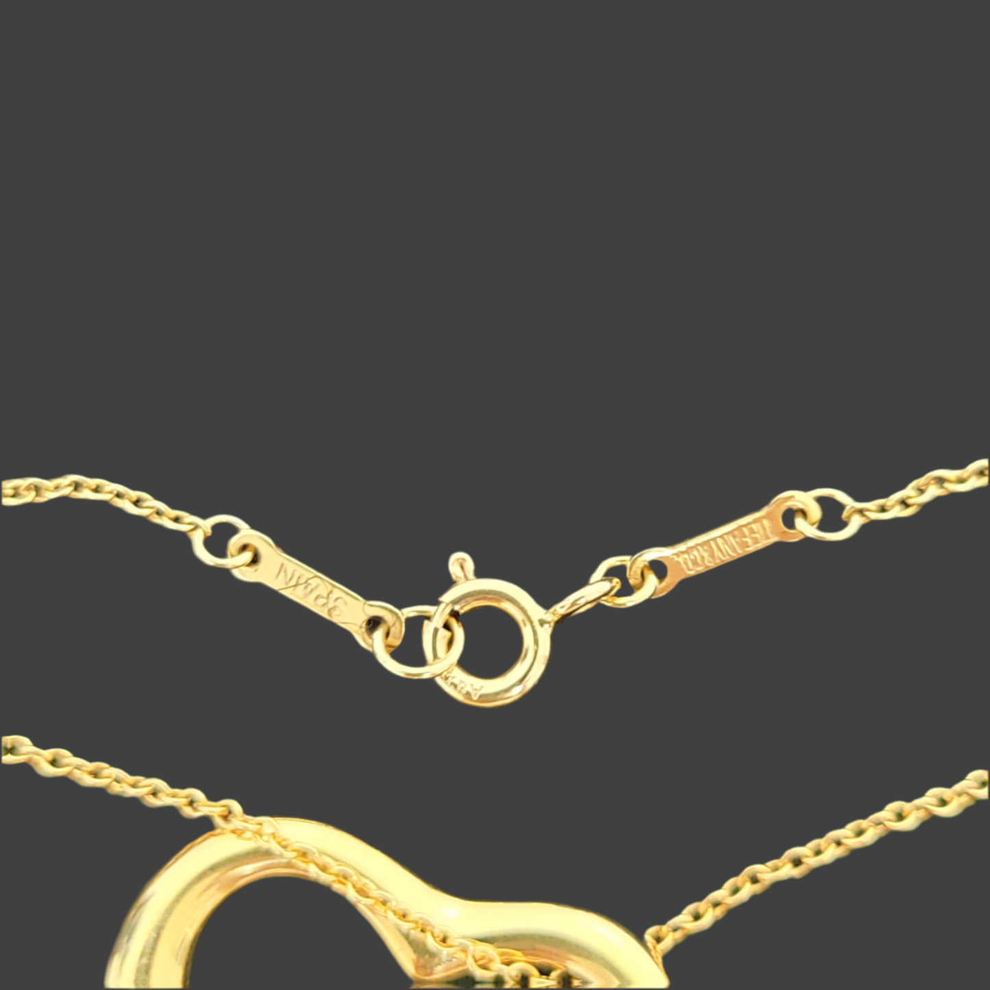 Tiffany 
18K Yellow Gold Diamond 22mm Elsa Peretti Open Heart Pendant Necklace