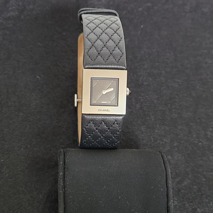 Chanel  Matelasse SS Patent Leather Strap Black Dial Women's Quartz