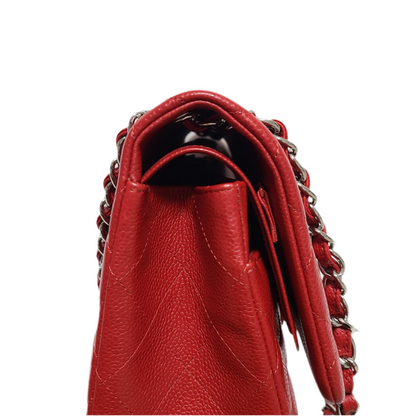 Chanel Classic Double Flap Bag Size (L) Red Caviar