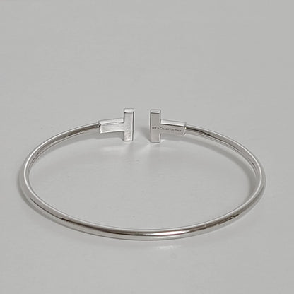 Tiffany & Co. T Wire Bangle – 18k White Gold | Luxury Bracelet