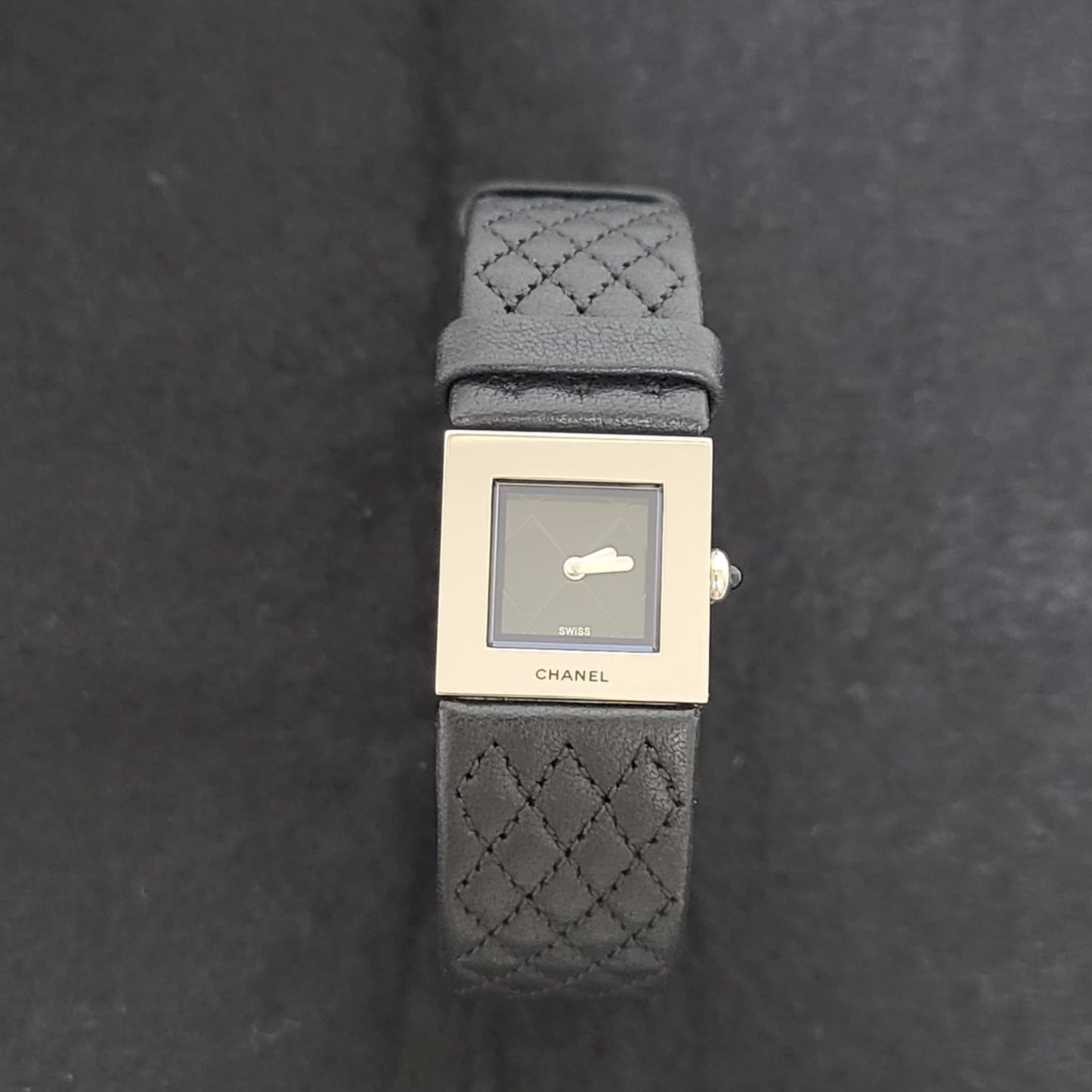 Chanel  Matelasse SS Patent Leather Strap Black Dial Women's Quartz
