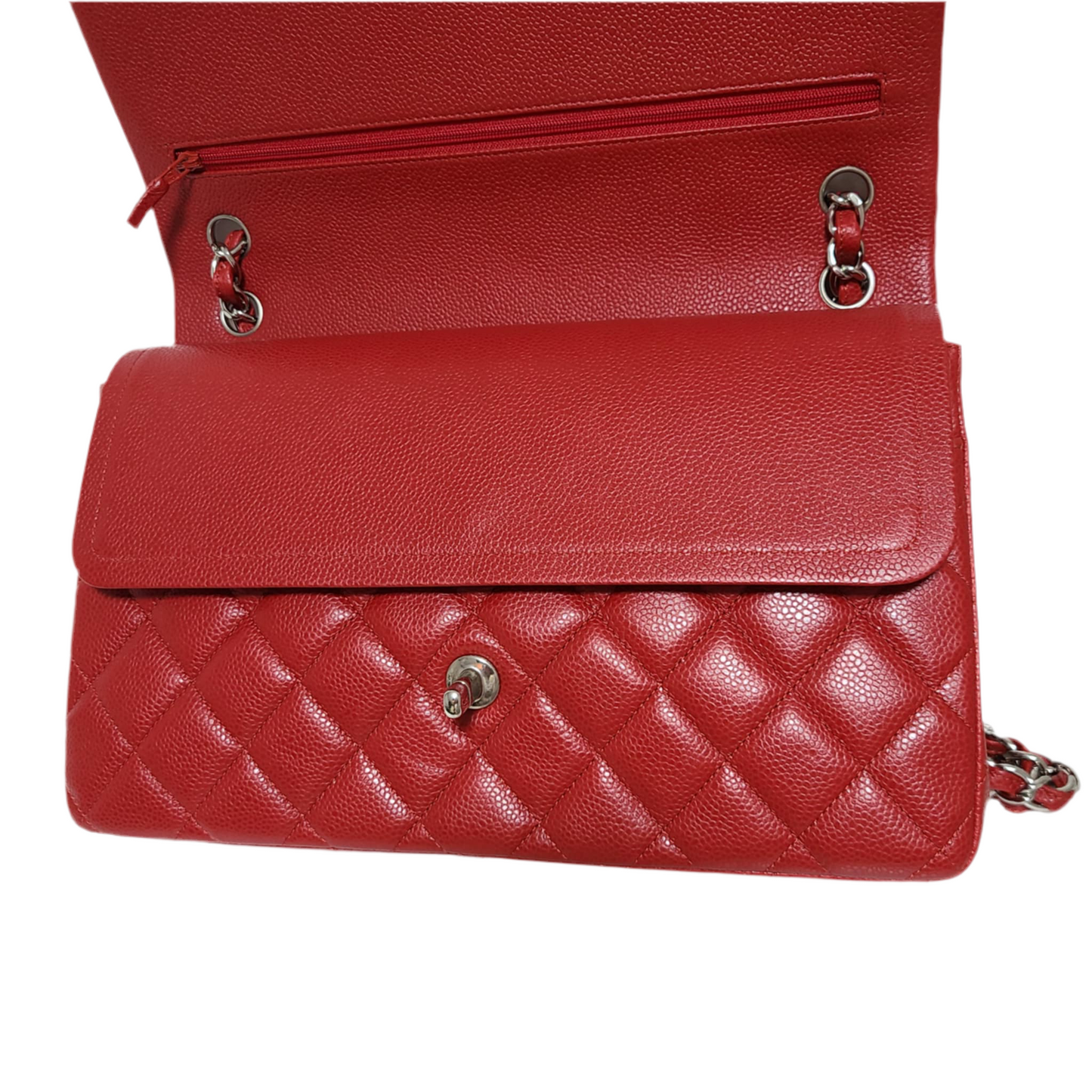 Chanel Classic Double Flap Bag Size (L) Red Caviar