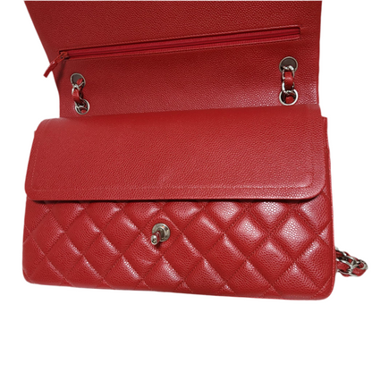 Chanel Classic Double Flap Bag Size (L) Red Caviar