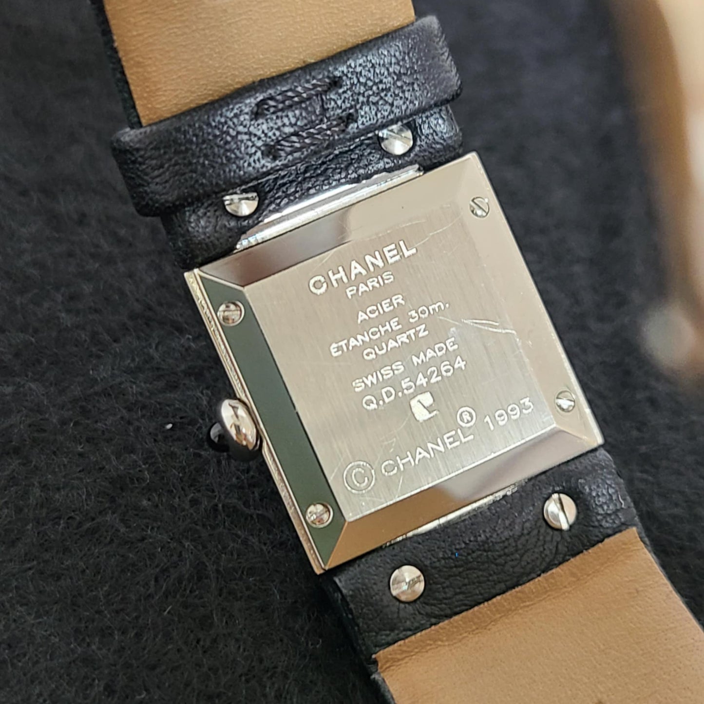 Chanel  Matelasse SS Patent Leather Strap Black Dial Women's Quartz