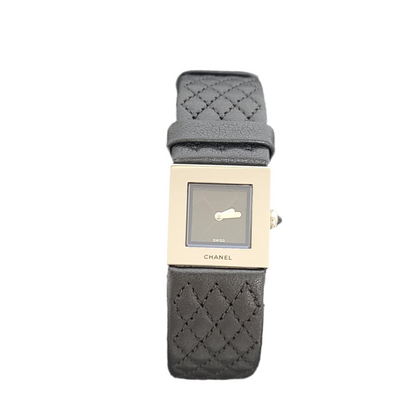 Chanel  Matelasse SS Patent Leather Strap Black Dial Women's Quartz