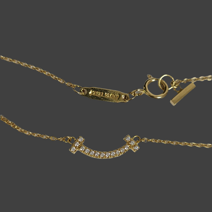 Tiffany & Co. T Smile Mini Necklace – 18k Gold with Diamonds