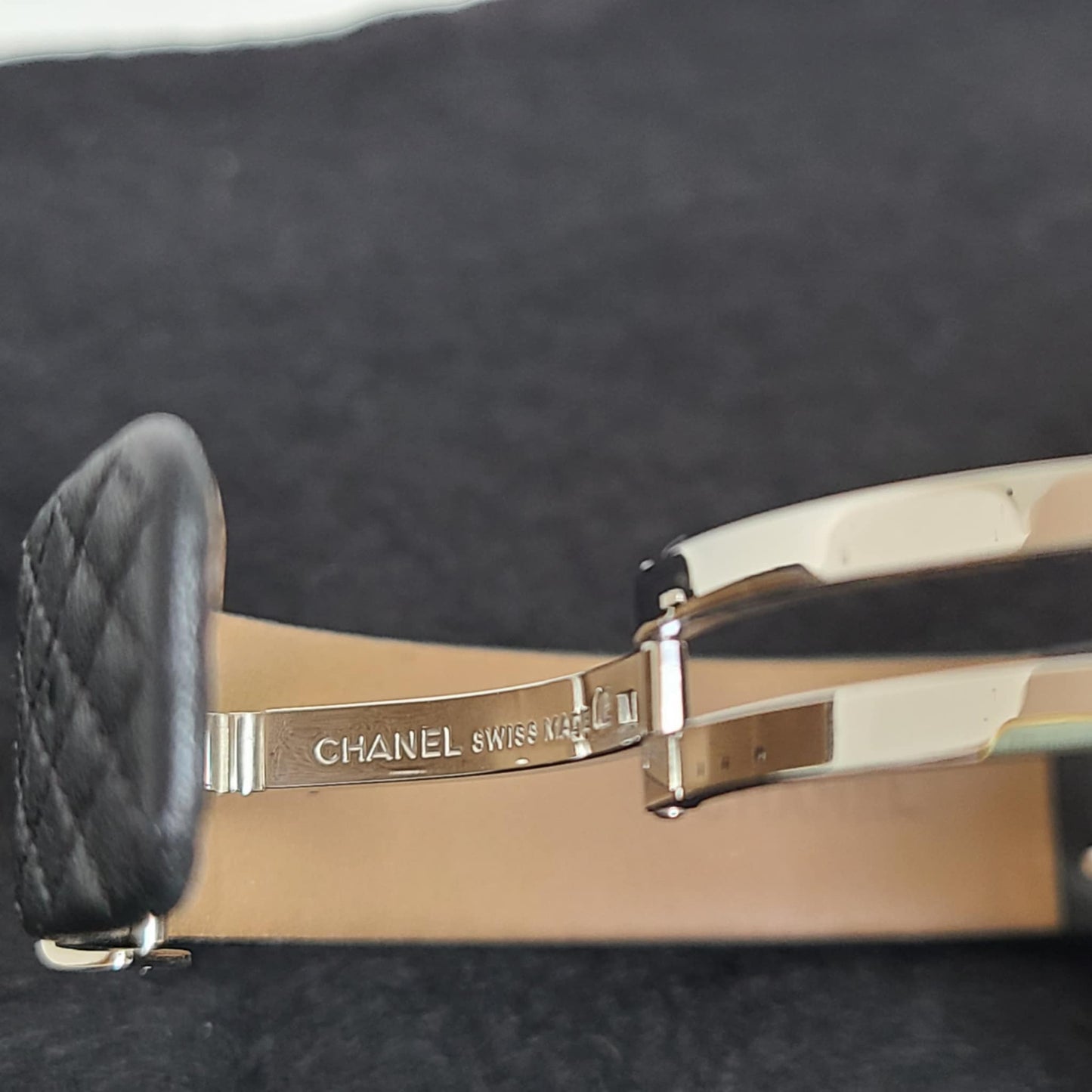 Chanel  Matelasse SS Patent Leather Strap Black Dial Women's Quartz