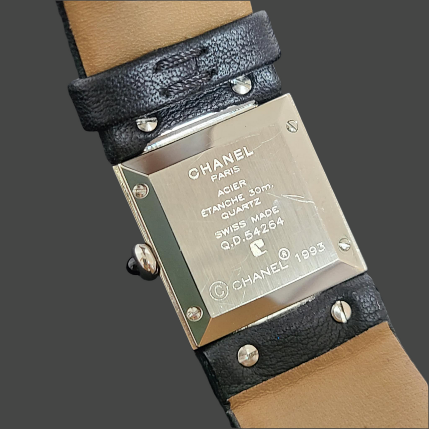 Chanel  Matelasse SS Patent Leather Strap Black Dial Women's Quartz