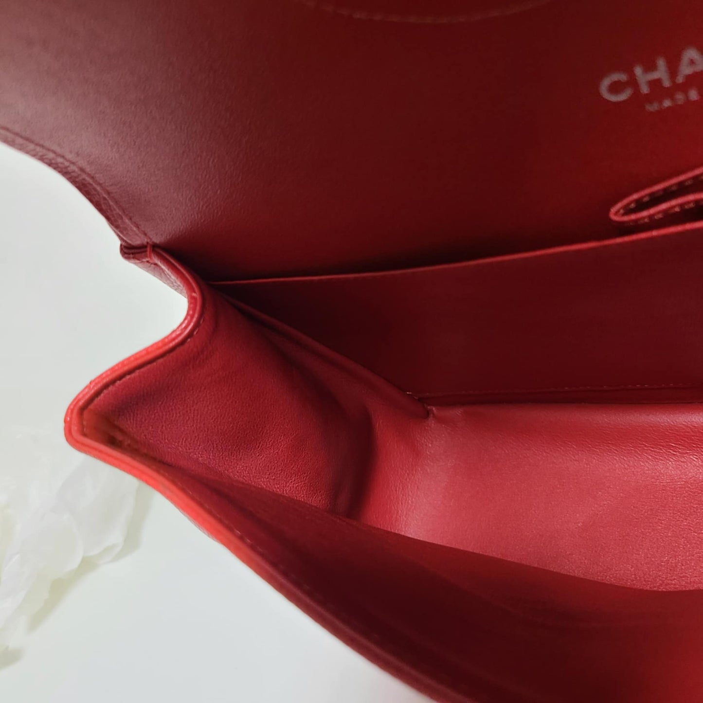 Chanel Classic Double Flap Bag Size (L) Red Caviar