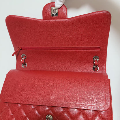 Chanel Classic Double Flap Bag Size (L) Red Caviar